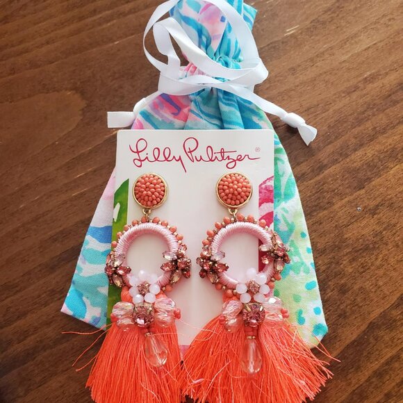 Lilly Pulitzer Pink and Gold Tassel Earrings - Picture 3 of 4